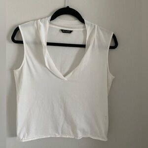 Massimo Dutti Classic Basic Sleeveless Shirt Top V-neck